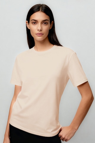 Bej O Yaka Standart Fit Basic Kadın T-shirt - 97311 Bej