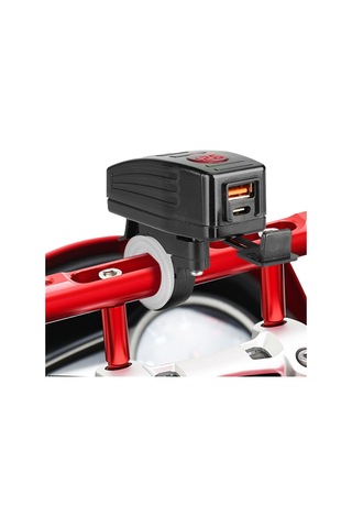 Xindoker Motosiklet Usb Şarj Cihazı, Pd+qc3.0 Çift Port Hızlı Şarj, Led Voltaj Göstergesi, 12/24v, 22-25mm Direksiyon Uyumlu