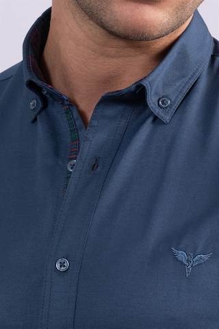Tudors Slim Fit Dar Kesim Uzun Kol Erkek Gömlek-23462 Petrol