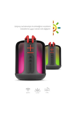Powerway Capsule Taşınabilir Bluetooth Hoparlör Ses Bombası Yüksek Ses Gücü Sese Duyarlı Led Işık