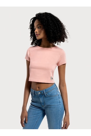 Crop Kadın Tshirt K.kol Pembe