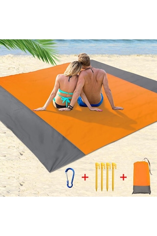 210 X 200cm Piknik Örtüsü Ekstra Büyük Su Geçirmez Plaj Matı - Turuncu Diğer