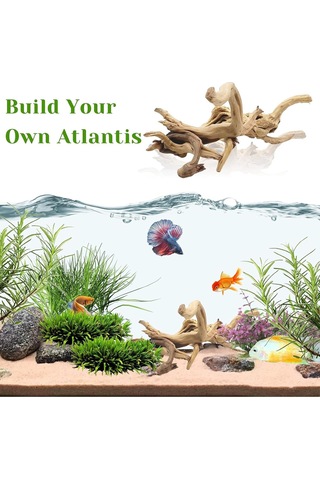 Vkemall Doğal Koral Yapılı Akvaryum Dekorasyonu: Süngerli Dal Yapısı Su Altı Ormanı, Sürüngenluk Ve Mikropeyzajlar İçin 20-25cm Derinleşmiş Ahşap Halka Sağlıklı, Her Bir Farklı Boyut-ağırlık