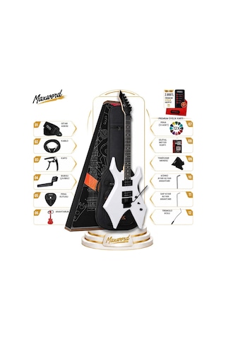Maxword Gt-line-wh Profesyonel Warlock Kasa Hh Elektro Gitar Seti Beyaz