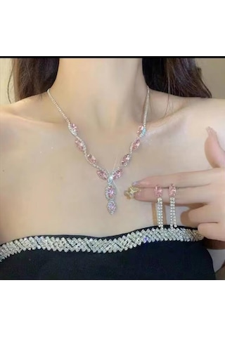 Elegant Kadın Kolye Küpe Set Özel Günler De Kullanılabilecek Şık Kadın Set Şık Kutusuyla Gönderilmektedir Antik Gümüş