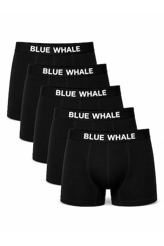 Blue Whale Erkek Premium Likralı Ultra Rahat 5'li Boxer Siyah