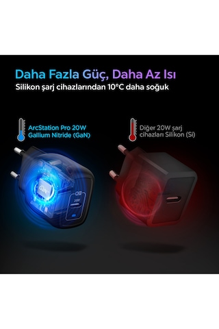 Spigen Powerarc Arcstation Pro 20w Hızlı Şarj Adaptörü Siyah-ach02070