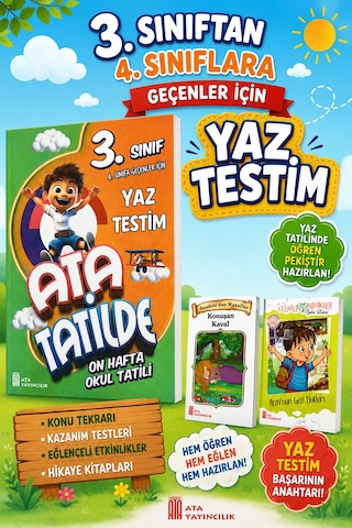 3.sınıftan 4.sınıflara Geçenler İçin Yaz Testim 2 Adet Hikaye Kitabı Hediyeli