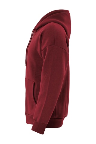 Unisex Fermuarlı Kapüşonlu Oversize Sweatshirt - Bordo Bordo