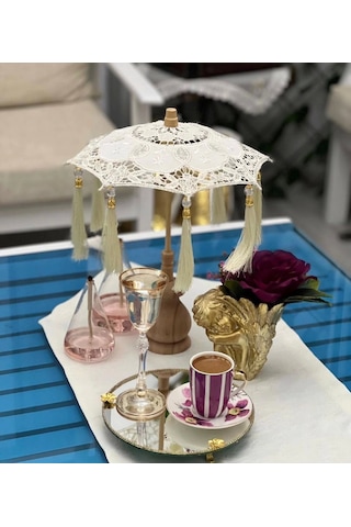 Masaüstü Dantelli Dekoratif Sunum Bali Şemsiyesi