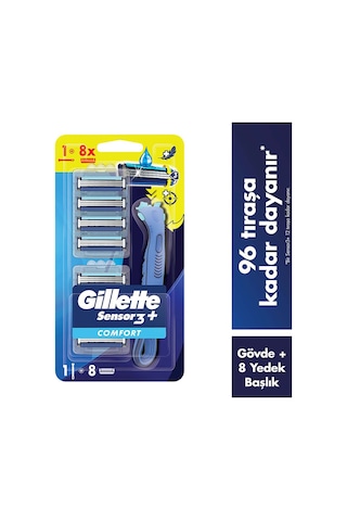 Gillette Sensor 3 Comfort Tıraş Bıçağı + Yedek Başlık 8'li