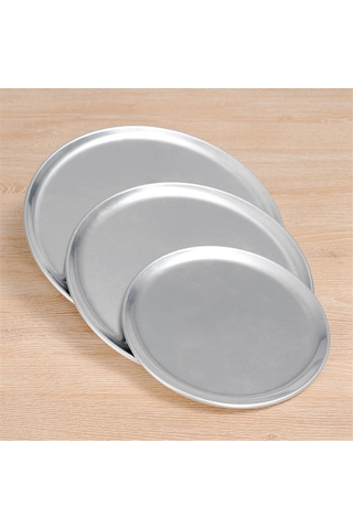 Pizza Tepsisi/tepsisi, Dar Kenar, Alüminyum, 8 İnç Gümüş