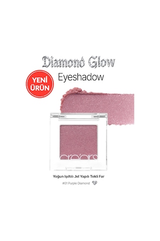 Cre'ars Yoğun Işıltılı Jel Yapılı Tekli Far Diamond Glow Eyeshadow 01 Purple Diamond