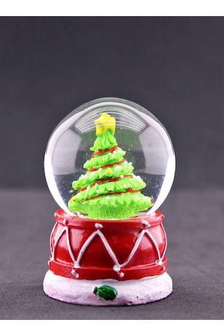 Yılbaşı Süslü Çam Ağacı Temalı Mini Boy Işıklı Kar Küresi 6.5 Cm