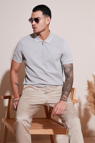Buratti Pamuklu Regular Fit Fermuarlı Erkek Polo Yaka T Shirt 5902915 Gri