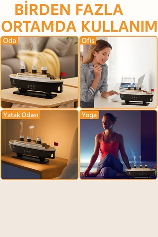 Gemi Tasarımlı Işıklı Aroma Terapi Hava Nemlendirici