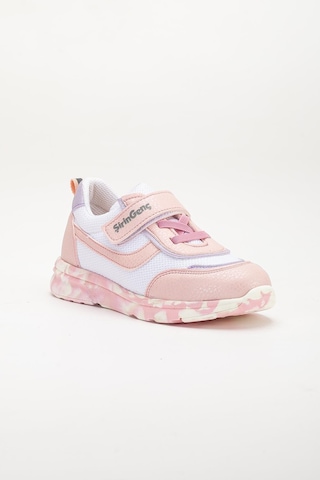 Şiringenç Ortopedik Kız Çocuk Spor Ayakkabı Pembe Cırtlı Anorak Malzeme-3719 Pembe