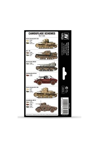 Vallejo 71645 8x18 Ml. Italian Wwıı Regio Esercito Camo Colors 1930-1944, Model Air Serisi Model Boyası Seti Renkli