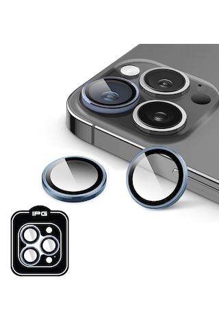 Apple Uyumlu iPhone 14 Pro / Pro Max İçin Ipg Kamera Lens Koruyucu - Açık Mavi