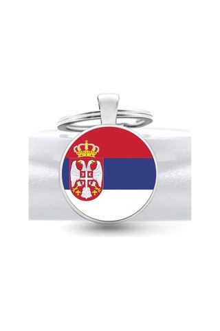 Tamgacrafts Sırbistan Serbia Bayrağı Metal Anahtarlık Ülke Temalı Hediyelik Çok Renkli