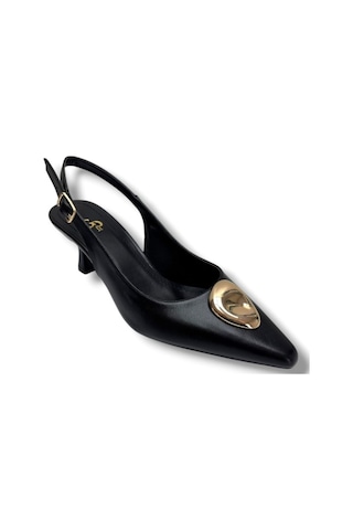 Gedik Pasha 26752-26 Cilt Gold Tokalı Kısa Topuk Kadın Stiletto 6cm Siyah