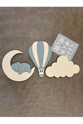 Bugybagy Ayıcık Bulut Balon 56'lı Sticker Seti Mavi Renkli