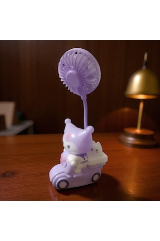 Kuromi Masa Lambası Mini Fan Kalemtraş Mini Vantilatör Usb Şarjlı