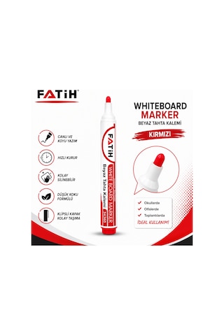 Fatih Kırmızı Beyaz Tahta Kalemi Whiteboard Marker Silinebilir Hızlı Kuruyan Düşük Kokulu