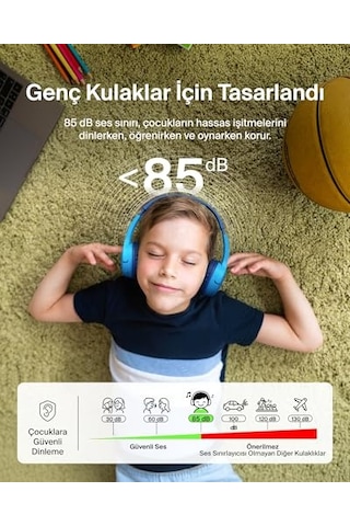 Belkin Soundform Mini Çocuk Kablosuz Kulaklık Mavi Dahili Mikrofon, 30 Saat Çalma, Eğlenceli Çıkartmalar, Apple iPhone Uyumlu, Apple İpad Uyumlu Ve Samsung Galaxy Uyumlu