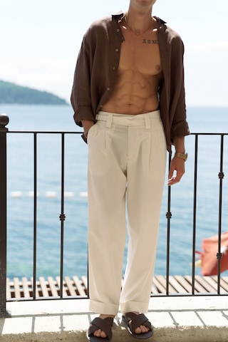 Enrico Kemer Detay Ekru Erkek Pantolon Ekru