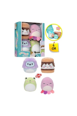 Micromallows Squishmallows Mini Yumuşak Peluş Oyuncak 4 Lü Figür Seti - 6 Cm - Model - 1 Çok Renkli