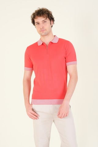 Giyim Dünyası Erkek Renkli Yaka Yarım Fermuarlı Polo Yaka Merserize T-shirt Mercan 001