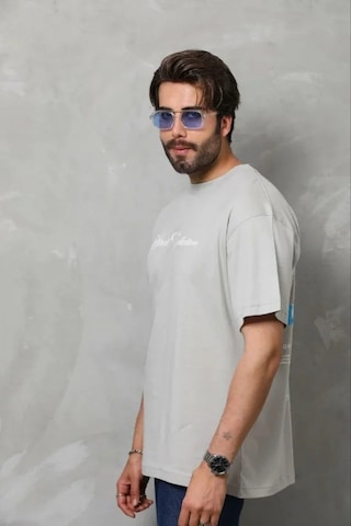 Modi Erkek Baskılı T-shirt Kısa Kol Bisiklet Yaka Regular Fit Rahat Kalıp Günlük Tişört - Gri - Mymg185505