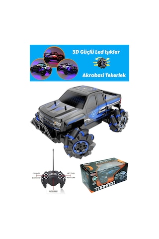 Tornado Rc Kontrollü Akrobasi Performans Aracı - Dört Çekerli Engebeli Yol Jip, 2.4 Ghz Şarj Edilebilir Aydınlatmalı Hız Modeli Çok Renkli