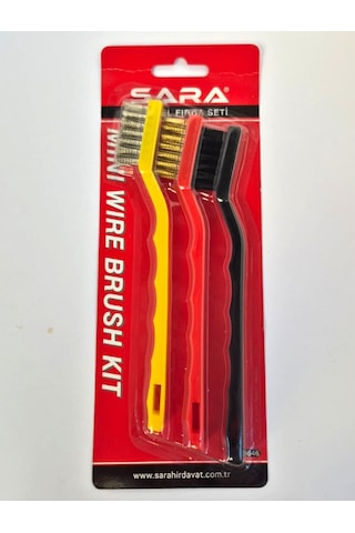 Sara 3 Lü Mini Tel Fırça Seti Pirinç + Paslanmaz Çelik + Naylon Tel 3'lü