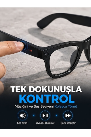 Siyah Aı Destekli Akıllı Gözlük Dahili Kameralı Çoklu Dil Çeviri Bluetooth Müzik Ve Arama Özellikli - Bayi Depo