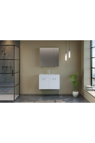 Orka Bafa 80 Cm Mdf Banyo Dolabı Alt Modül Ve Lavabo Beyaz