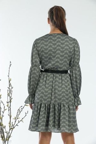 Aymeravm - Desenli Kemerli Elbise - Mck1020Ga Yeşil