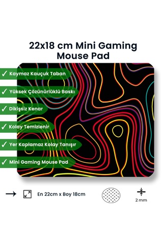 Colored Topography Map 22x18cm Mp372218 İlyuka Mini Boy Mousepad