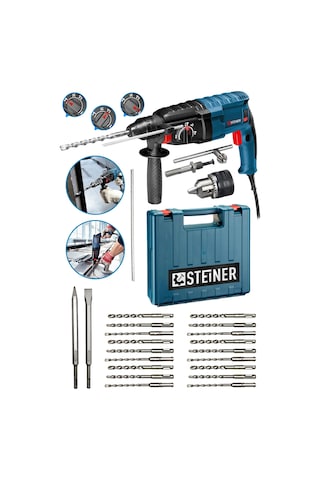 Steiner 4000 W Profesyonel Kırıcı Delici Darbeli Matkap + Uç 20 Adet + Mandren