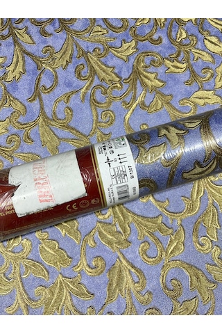 Mavi Gold Damks Desen İtalyan Duvar Kağıdı 41668 Çok Renkli