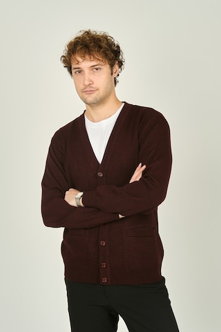 Ateş Triko Erkek V Yaka Düğmeli Uzun Kollu Yün Hırka 1020 K.bordo K.bordo Koyu Bordo