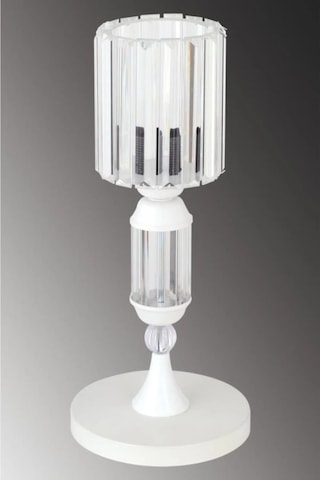 İstanbul Avize Kristal Taşlı Beyaz Kasalı Y-15 Beyaz Taş Kafalı Abajur