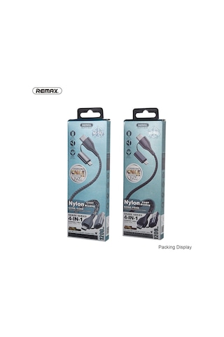 Yifomall Remax Rc-011 Dörtlü Usb Kablosu: Hızlı Şarj 3a , 480mbps Aktarım, Gümüş İp Örgü, Esnek Uzunluk, Çoklu Port Type-c/lightning , Siyah