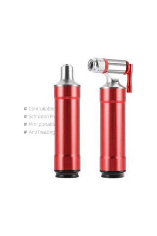 Vkemall Bisiklet İçin Co2 Şişirici - Presta Ve Schrader Valfler İçin Uyumlu - Basınç Ölçerli - Taşınabilir - Siyah Gaz Silindiri Dahil Değil