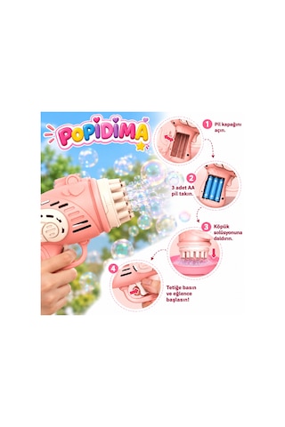 Çok Delikli Pilli Köpük Atan Tabanca Oyuncağı 23 Delikli Bubble Gun