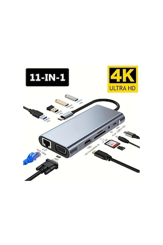 Xuweiwei 100 Mbps Macbook Uyumlu Windows Ve Usb C Dizüstü Bilgisayarlar İçin 11 Li Tip C Usb C Genişletme Ünitesi