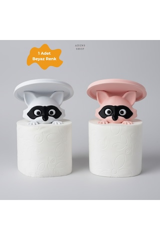 Haydut Rakunlar Dekoratif Tuvalet Kağıdı Tutucu Beyaz