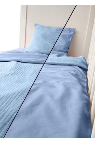 %100 Pamuk Muslin-akfil Bebek Nevresim Takımı Çift Yönlü Mavi