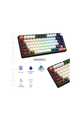 Mekanik Rgb Gaming Kablolu Klavye Mavi Switch Metal Knob Kontrollü Türkçe Q Layout Hot Swap Kompakt Gaming Type-c Kablo Eva Süngerli Gasket Mekanik Örgü Kablolu Oyuncu Klavyesi